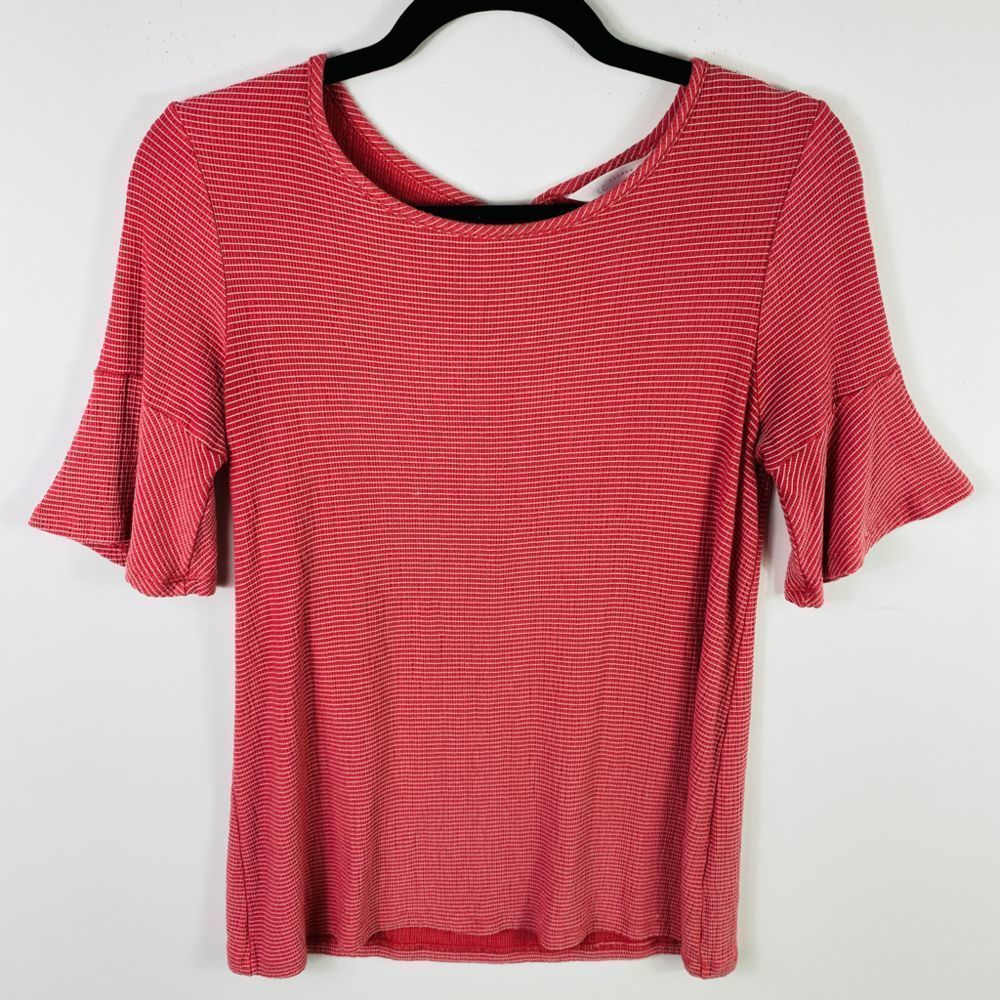 LC LAUREN CONRAD Pink Flutter Sleeve Blouse, XS